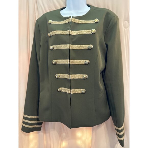 Soho New York & Company XL Blazer Olive Green Gold Buttons - Picture 1 of 5